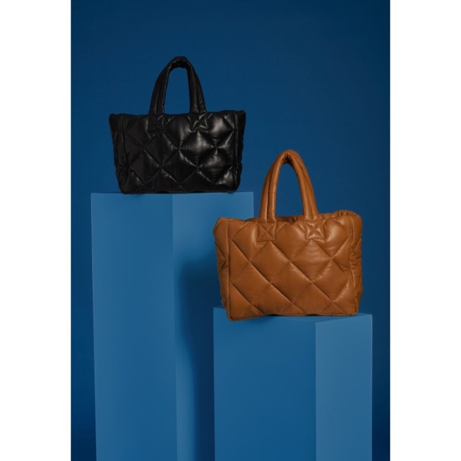 Women OAKWOOD  | Except Dark Yellow - Small Padded Genuine Leather Shopping Bag