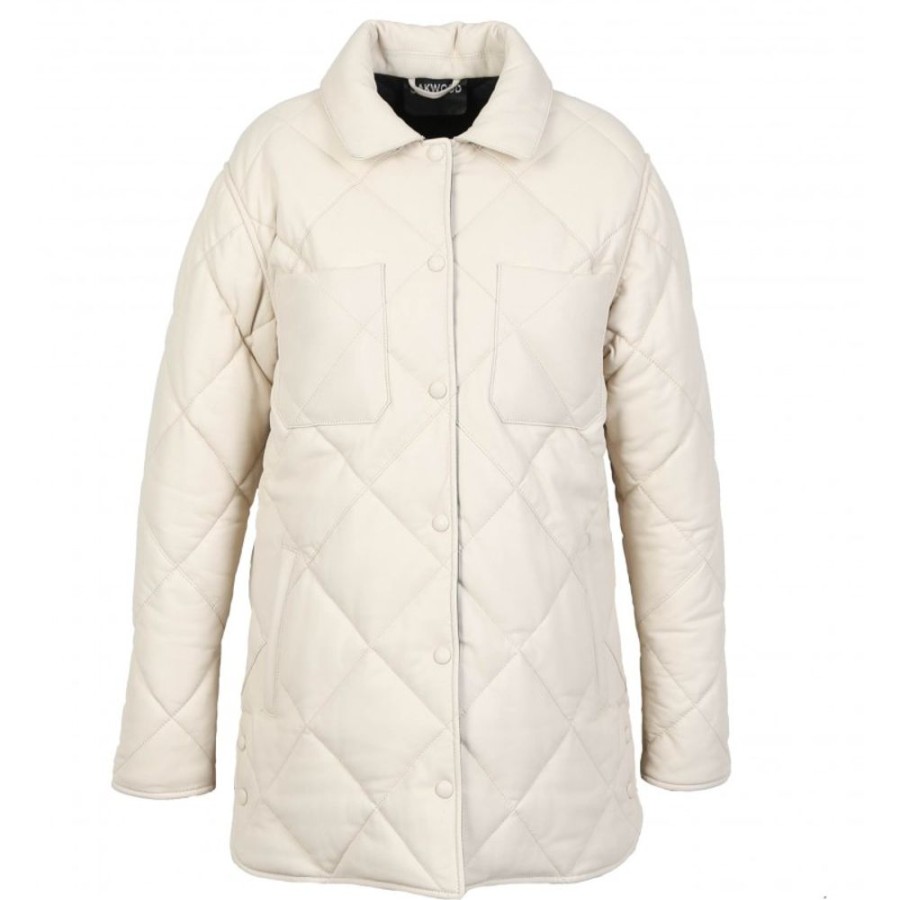 Women OAKWOOD  | Tocade Eggshell - Padded Genuine Leather Overshirt