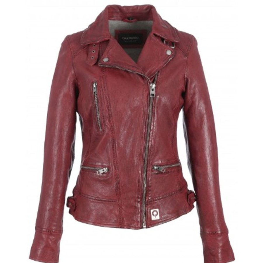 Women OAKWOOD  | Video Fire - Washed Look Genuine Leather Jacket