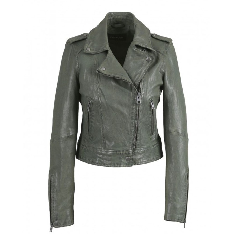 Women OAKWOOD  | Nikko Almond - Short Jacket In Genuine Washed Effet Leather